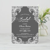 Invitation Fête des mariées de dentelle grise (Debout devant)