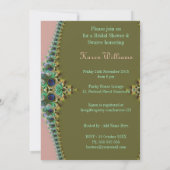 Invitation Fête des mariées de dentelle rose et verte Peacock (Dos)