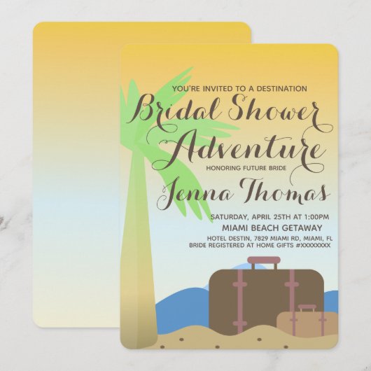 Invitation Fête des mariées de destination de la valise Ombre (Devant / Derrière)