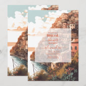 Invitation Fête des mariées de destination Italie moderne et  (Devant / Derrière)