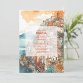 Invitation Fête des mariées de destination Italie moderne et (Debout devant)