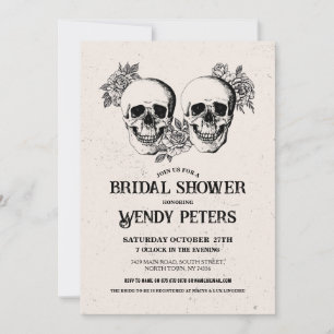 Invitation Fête des mariées de fête crâne gothique Halloween