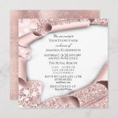 Invitation Fête des mariées de fête d'anniversaire Rose blanc (Devant / Derrière)