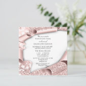 Invitation Fête des mariées de fête d'anniversaire Rose blanc (Debout devant)