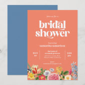 Invitation Fête des mariées de fête du jardin fleuri du print (Devant / Derrière)