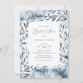 Invitation Fête des mariées de feuillage bleu romantique (Devant)