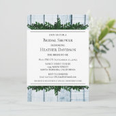 Invitation Fête des mariées de feuillage bleu rust (Debout devant)