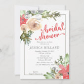 Invitation Fête des mariées de feuillage de Noël aquarelle (Devant)