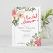 Invitation Fête des mariées de feuillage de Noël aquarelle (Debout devant)