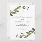 Invitation Fête des mariées de feuillage de Noël aquarelle (Devant)