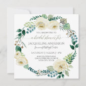 Invitation Fête des mariées de feuillage de Rose d'ivoire flo (Devant)