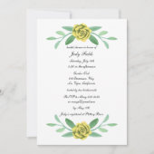 Invitation Fête des mariées de feuillage fleuri jaune (Devant)