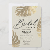 Invitation Fête des mariées de feuillage moderne Tropical Gol (Devant)