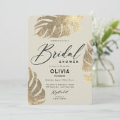 Invitation Fête des mariées de feuillage moderne Tropical Gol (Debout devant)