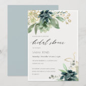 Invitation Fête des mariées de feuillage Succulent (Devant / Derrière)