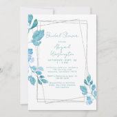 Invitation Fête des mariées de feuillage végétal turquoise (Devant)
