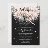 Invitation Fête des mariées de feuille de coeur rose (Devant)