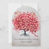 Invitation Fête des mariées de feuille de coeur rose rouge ar (Dos)