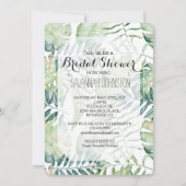 Invitation Fête des mariées de Feuilles tropicaux White Mint (Devant)