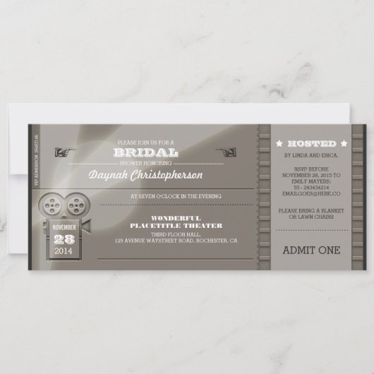 Invitation Fête des mariées de films Premiere Billets Invitat (Devant)