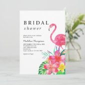 Invitation Fête des mariées de Flamant rose Floral Tropical P (Debout devant)