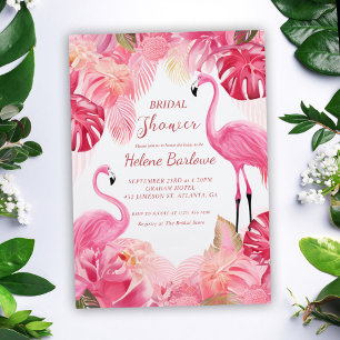 Invitation Fête des mariées de Flamant rose rose tropical
