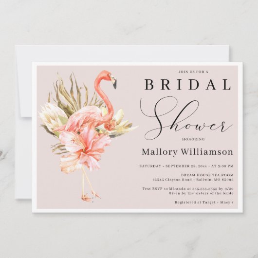Invitation Fête des mariées de Flamant rose tropical (Devant)