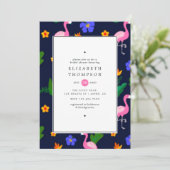 Invitation Fête des mariées de Flamant rose tropical exotique (Debout devant)