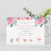 Invitation Fête des mariées de Flamant rose Tropical Pink Gol (Debout devant)