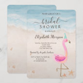 Invitation Fête des mariées de Flamants roses roses de plage  (Devant / Derrière)