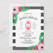Invitation Fête des mariées de flambage Boho - rose + noir (Devant)