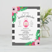 Invitation Fête des mariées de flambage Boho - rose + noir (Debout devant)