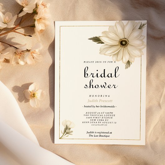 Invitation Fête des mariées de fleur marguerite rustique de s