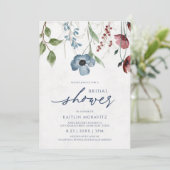 Invitation Fête des mariées de Fleur sauvage bleu Bourgogne e (Debout devant)