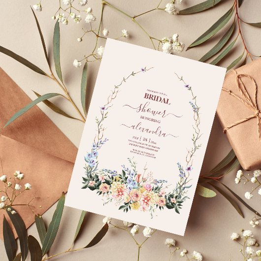 Invitation Fête des mariées de Fleur sauvage Boho Neutral
