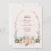 Invitation Fête des mariées de Fleur sauvage Boho Neutral (Devant)