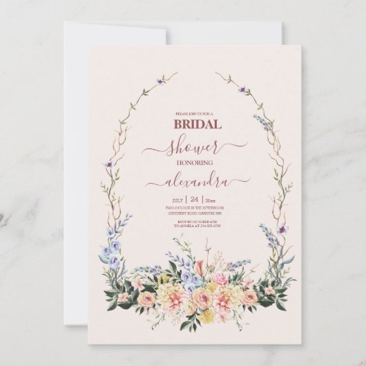 Invitation Fête des mariées de Fleur sauvage Boho Neutral (Devant)