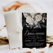 Invitation Fête des mariées de Fleur sauvage Boho noir et bla