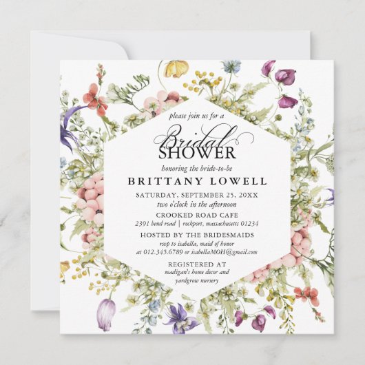 Invitation Fête des mariées de Fleur sauvage botanique violet (Devant)