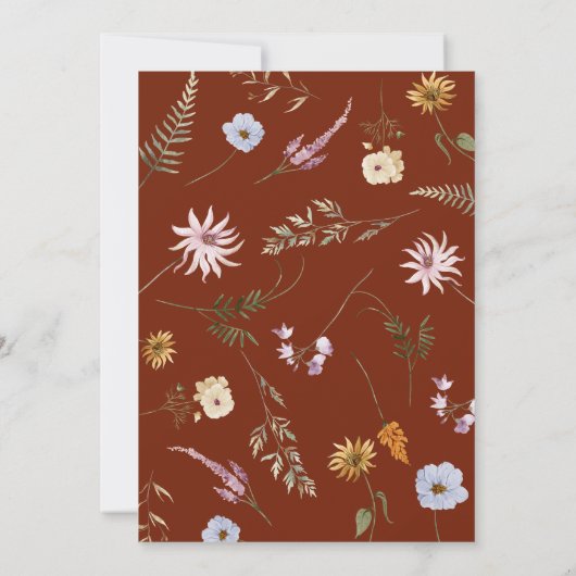 Invitation Fête des mariées de Fleur sauvage d'aquarelle en t (Dos)