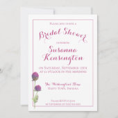 Invitation Fête des mariées de Fleur sauvage d'aquarelle rose (Devant)