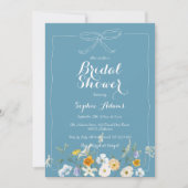 Invitation Fête des mariées de Fleur sauvage de Bow bleu Dust (Devant)
