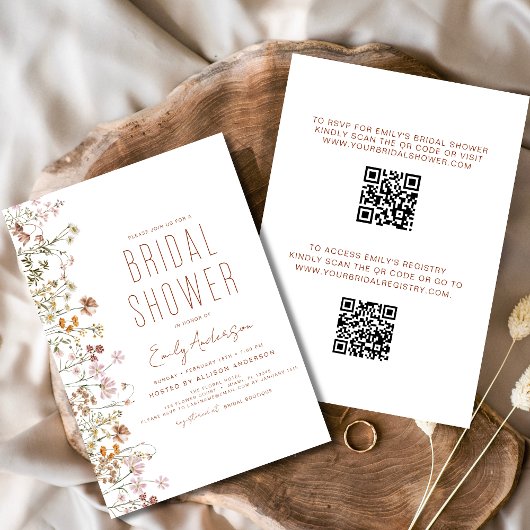 Invitation Fête des mariées de Fleur sauvage du code QR