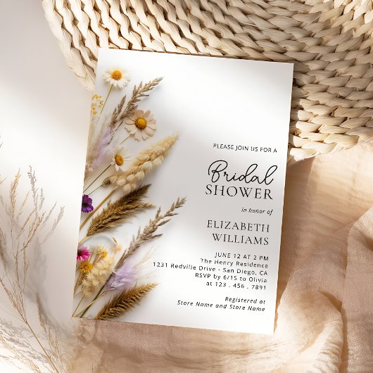 Invitation Fête des mariées de Fleur sauvage floral Boho
