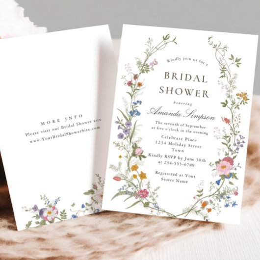 Invitation Fête des mariées de Fleur sauvage Pastel Pink Boho