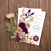 Invitation Fête des mariées de Fleur sauvage rustique Bourgog