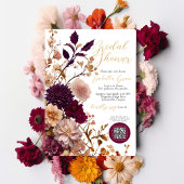 Invitation Fête des mariées de Fleur sauvage rustique Bourgog