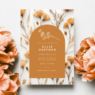 Invitation Fête des mariées de Fleur sauvage séché Gold Boho