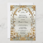Invitation Fête des mariées de fleurs blanches dorées (Devant)