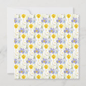 Invitation Fête des mariées de fleurs bleu et jaune printemps (Dos)